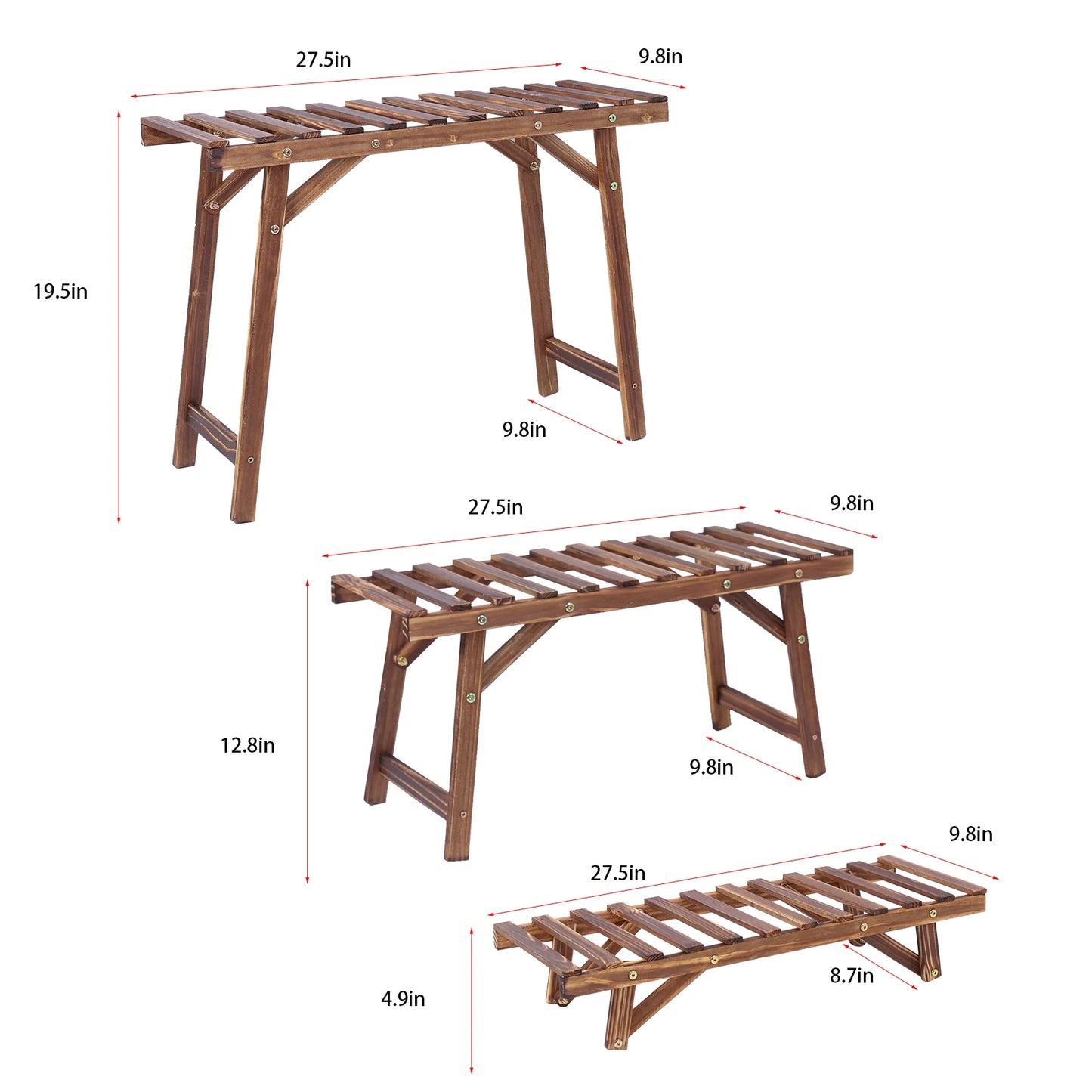 Wooden 3 Tier Freestanding Ladder Shelf