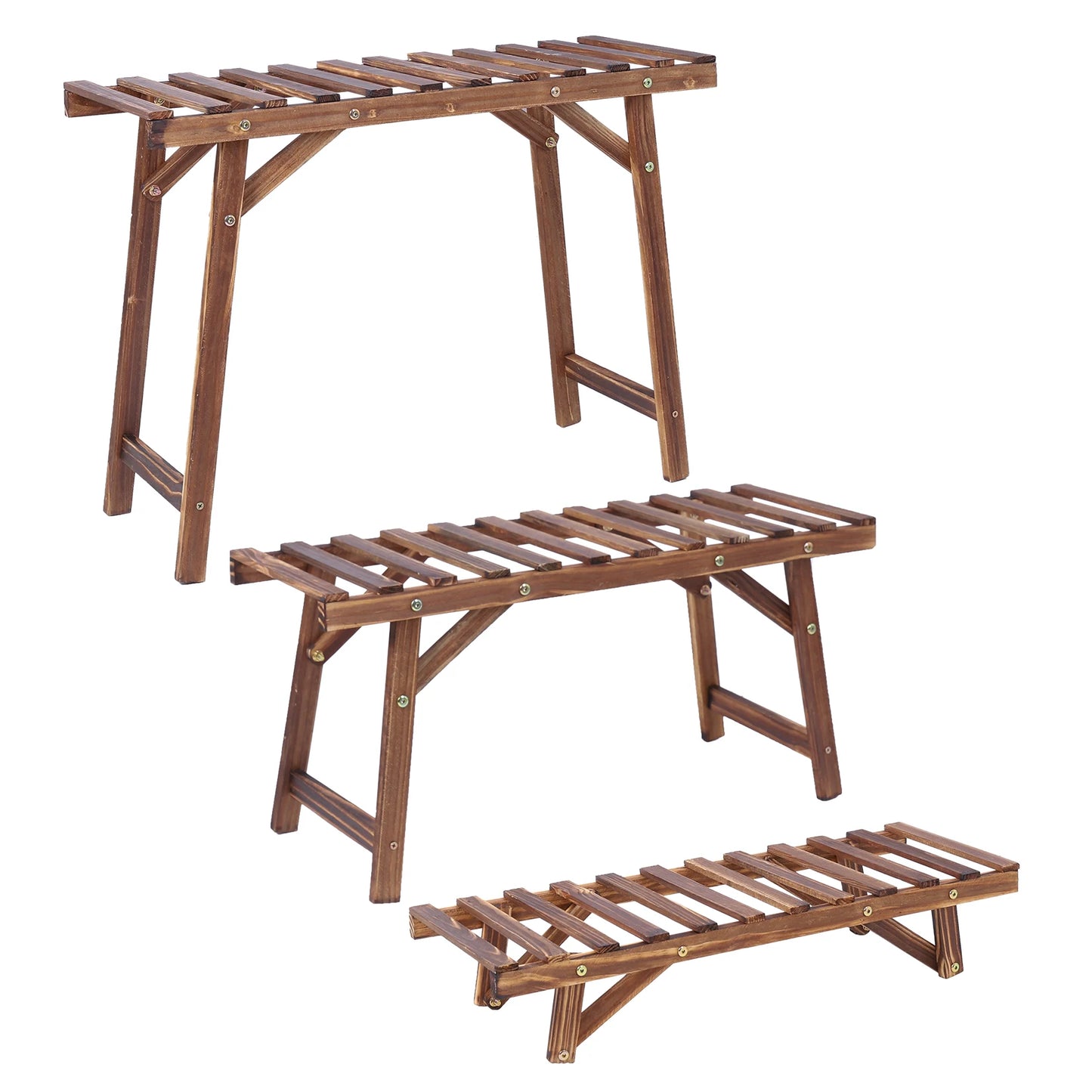 Wooden 3 Tier Freestanding Ladder Shelf